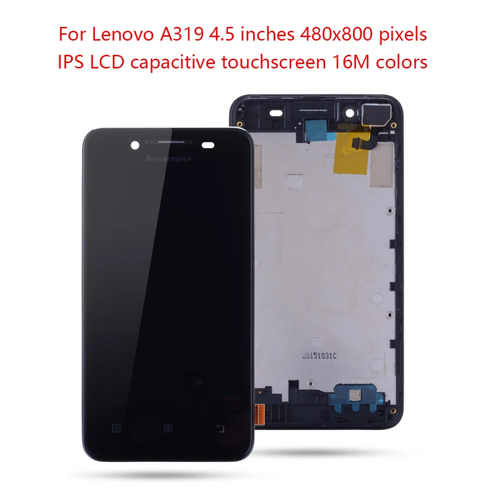 Original 4.5" Display For Lenovo A319 LCD Touch Screen Digitizer Assemble with Frame LENOVO Replacement | Мобильные телефоны и