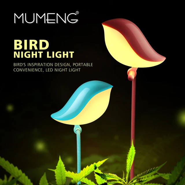 Mumeng USB Ночник LED птица детская комната лампы мини lamptop lampra Запасные Аккумуляторы для телефонов Портативный Luminaria Подключите светильник