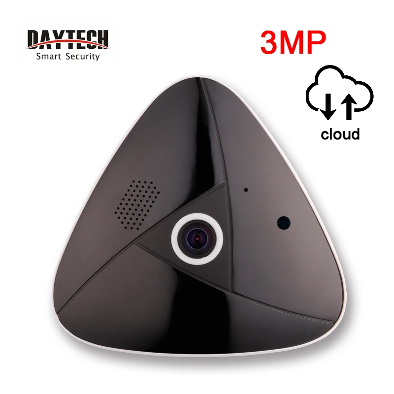 

DAYTECH 3MP IP Camera Panoramic Wi-Fi Cam Two Way Audio Fisheye 360 View Degree WiFi Camera Network Infrared Night Vision Record