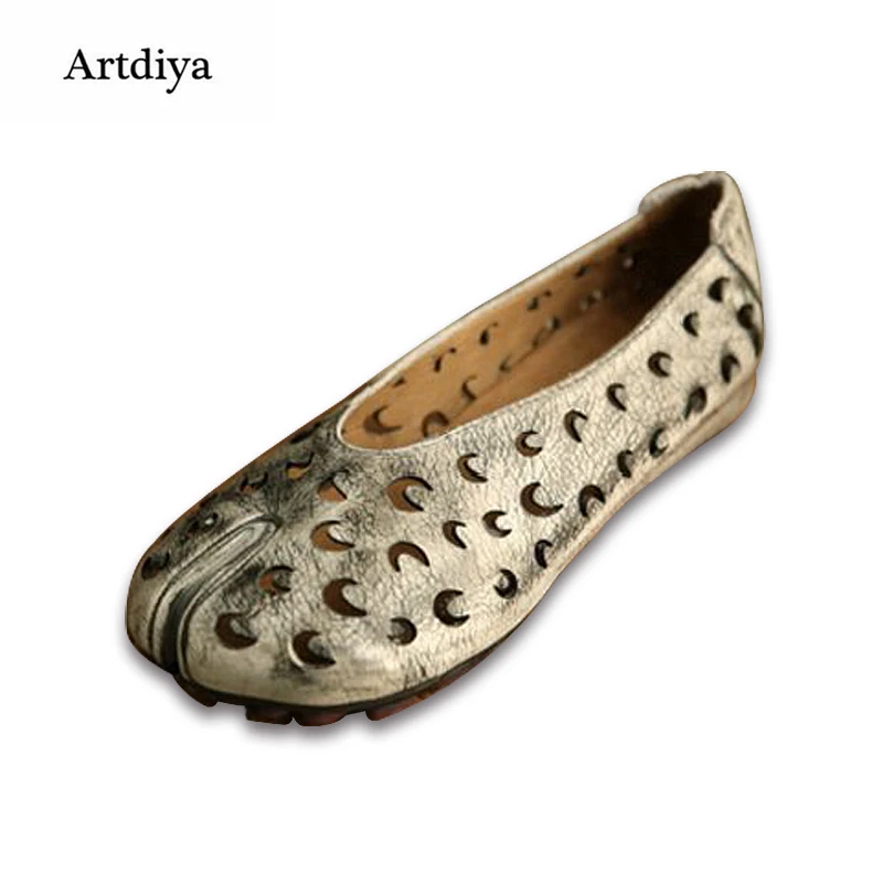 

Artdiya 2019 Genuine Leather Women Shoes Hollow Out Handmade Flat Retro Increased Shoes 2028-61