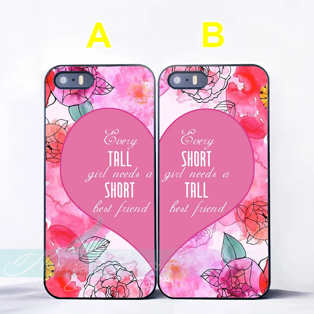 Coque Short Tall Best Friend Quotes BFF Couple Cases for iPhone X 8 7 6