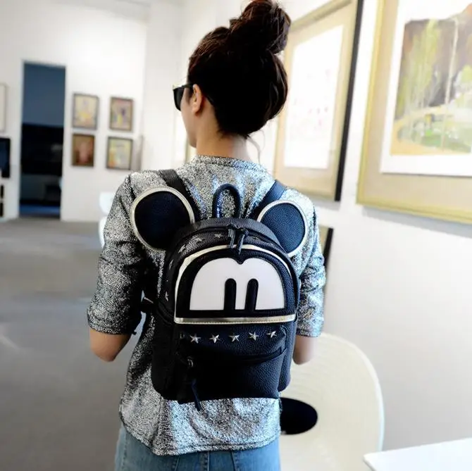 2015 new kanken classic school backpacks Animation cartoon cute mickey backpack Casual style PU leather free shipping | Багаж и сумки