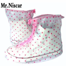 Водонепроницаемые чехлы для обуви с узором в горошек; женские утепленные Нескользящие туфли на плоской подошве; Многоразовые туфли с защитой от Дождя Над обувью