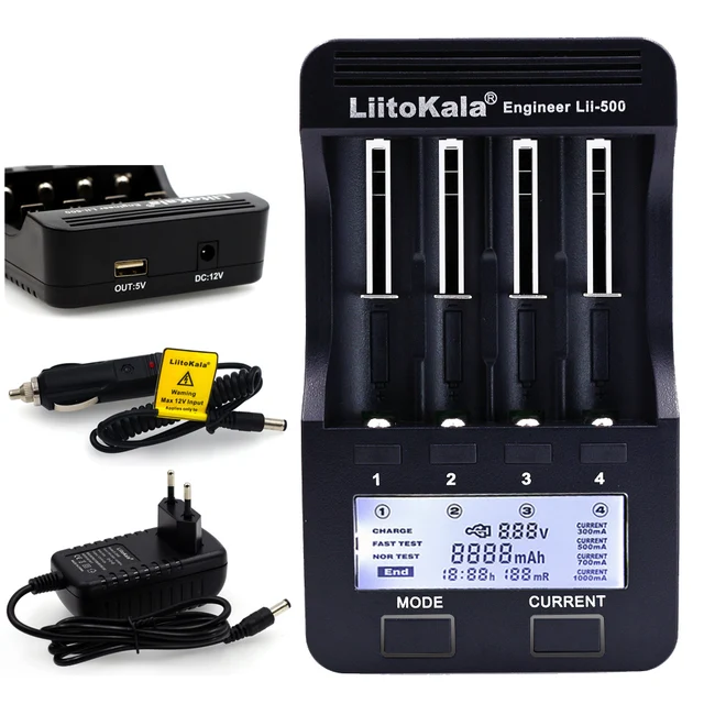 Liitokala carregador de bateria Lii 500 Lii 402 s1, 100 202 bateria de lítio nimh com carregamento, 18650 3.7v aa/aaa 26650 16340 18350