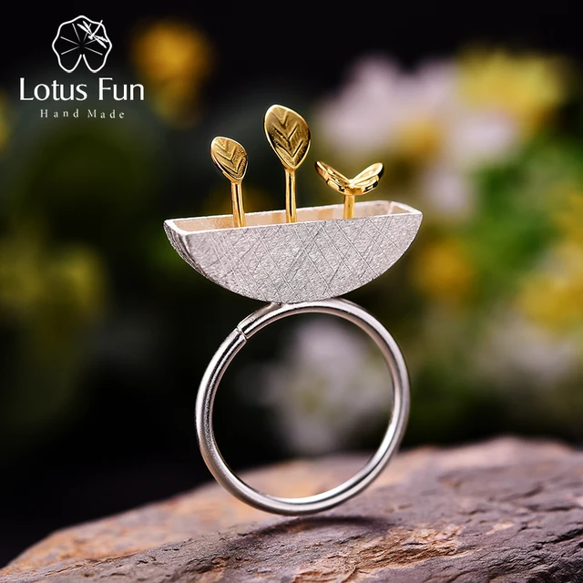 Lotus Fun bague femme en argent Sterling 925 naturel fait la main Bijoux fins originaux de styliste mon petit jardin ouvert