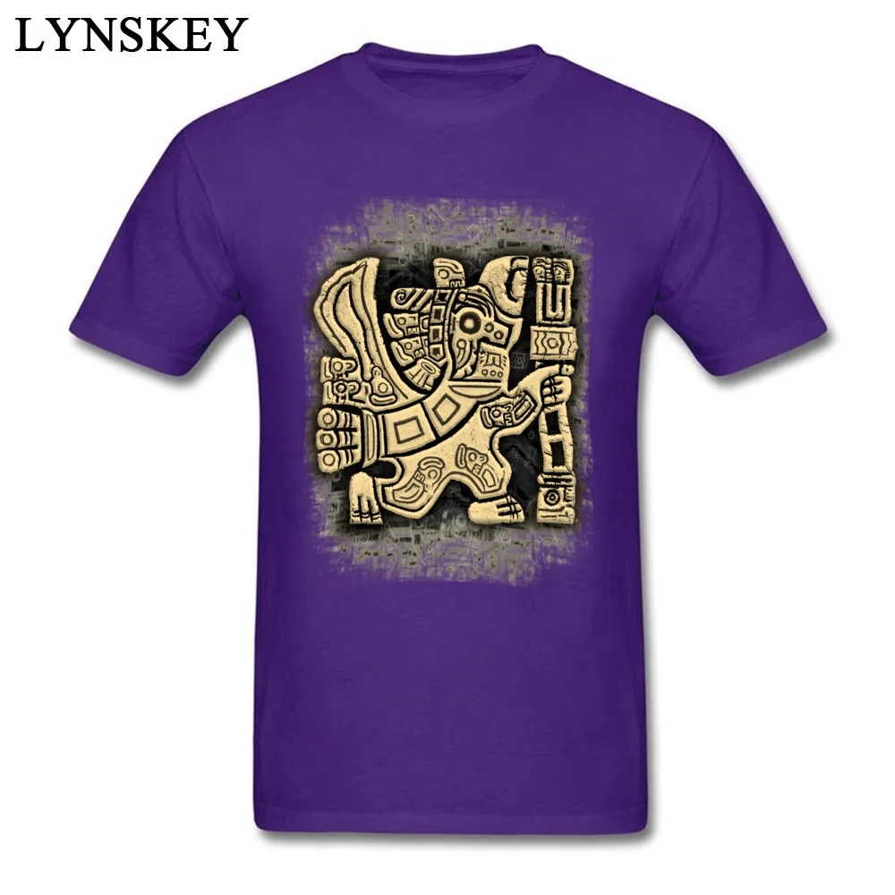 Crew Neck Pure Cotton T Shirts for Male Group Summer/Autumn Tops Shirts 2017 Newest Aztec Eagle Warrior Casual Clothing Shirt Aztec Eagle Warrior purple