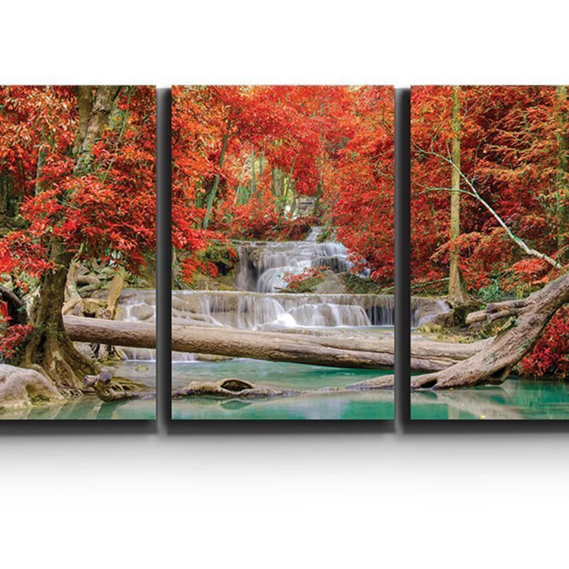 

Stream And Waterfall 3pcs Full Round Diamond Painting Embroidery Beaded Cross Stitch Handmade Needlework Wall Decor