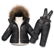 OLEKID/90% зимняя куртка на утином пуху, пальто+ комбинезон, детский комплект одежды для девочек 1-6 лет, детский лыжный костюм, зимние костюмы для маленьких мальчиков и девочек