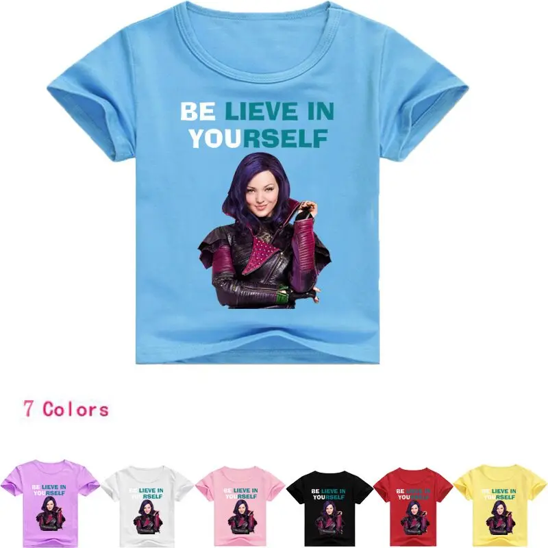 

2-12Year Cartoon Descendants Big Girls Short Sleeve T Shirt For Summer Children Kids Girls Tops Tees Shirts Clothes