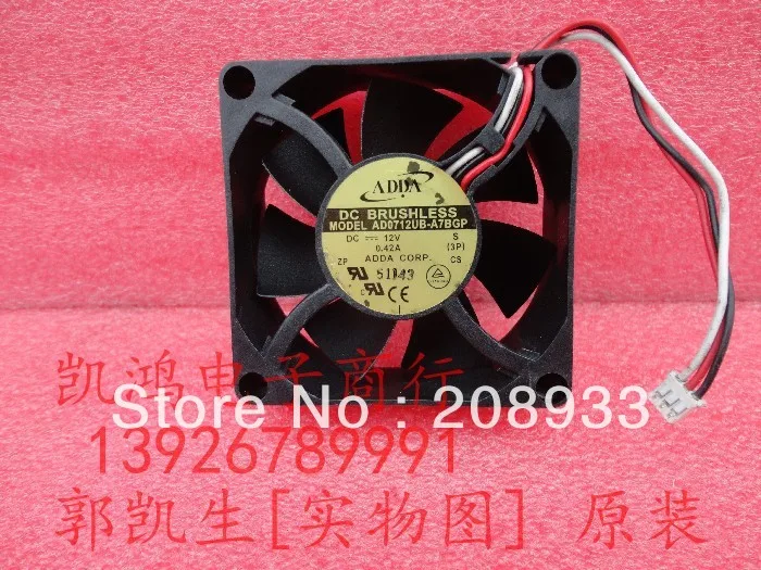 

For ADDA AD0712UB-A78GP 12V 0.42A 7CM 7025 three-wire CPU fan ++cooling fan