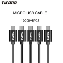 Tikono 5Pcs/Lot Micro USB Cable 1M USB Data Sync Charger Cable For Samsung Xiaomi HTC Android Phones Fast Charging USB Cable