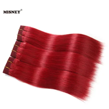 Brazilian Non Remy Human Hair Extension 3 Bundle Red Color 100% Human Hair Yaki Straight Brazilian Non Remy Human Hair Extension 3 Bundle Red Color 100% Human Hair Yaki Straight