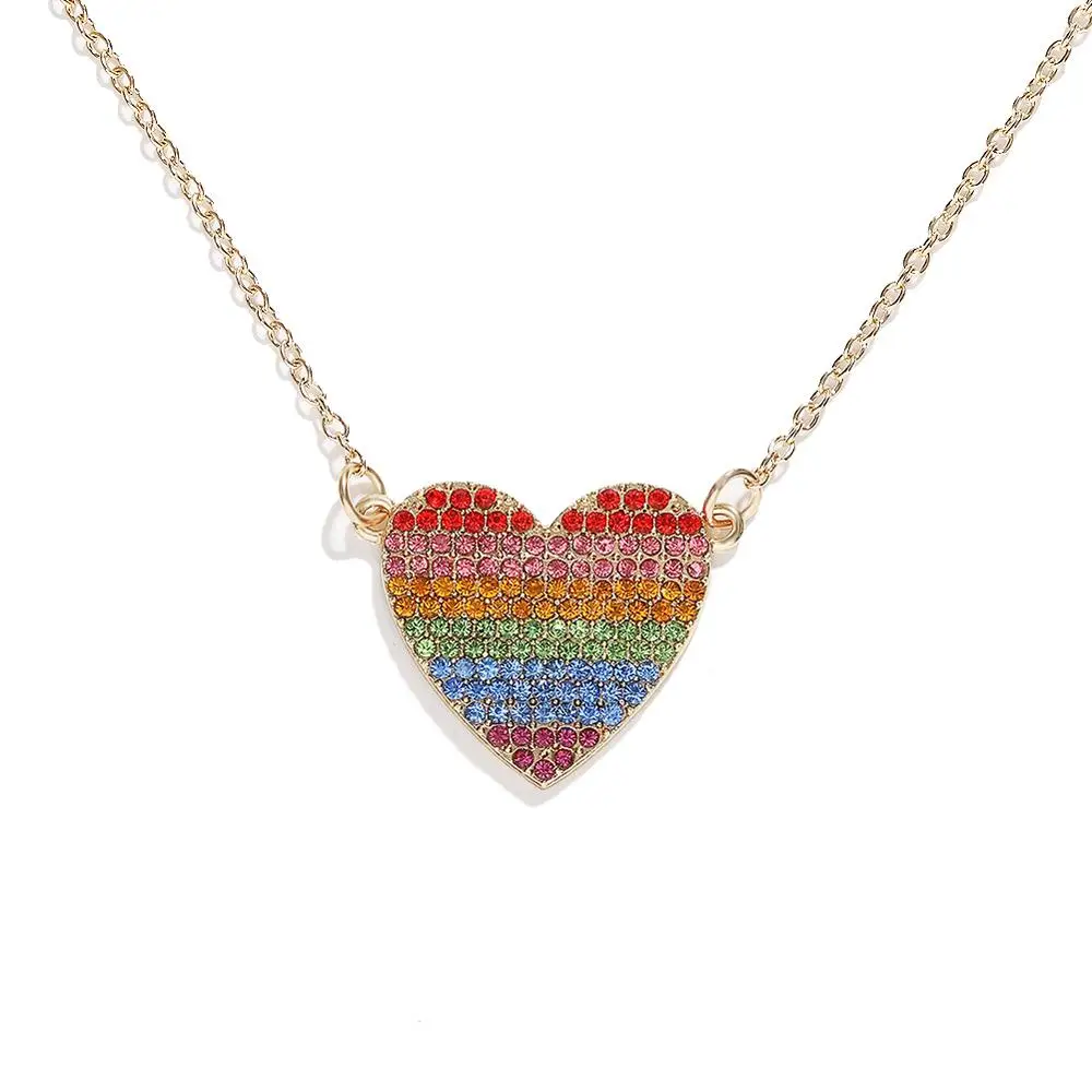 

Colourful Heart Glass Crystal Statement Necklace 2019 New Fashion Jewelry Love Gift Party Wedding Holiday Choker Women Necklace