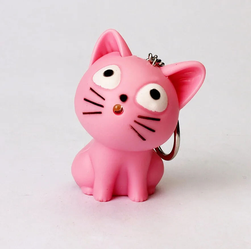 lovely Cheese cat 5 colors choose font b LED b font key chain cartoon widgets Creative
