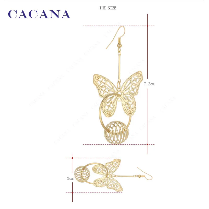 CACANA Dangle Long Earrings For Women Fllying Butterfly Catching A Ring Bijouterie Hot Sale No.A243 A244