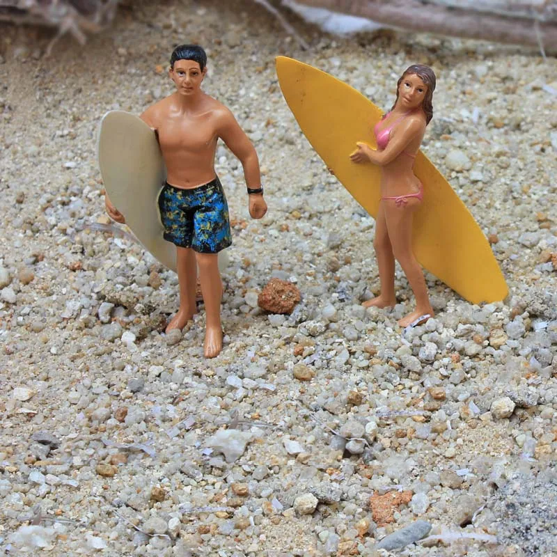 

resin figure surf man and woman 2pcs/set model decoration