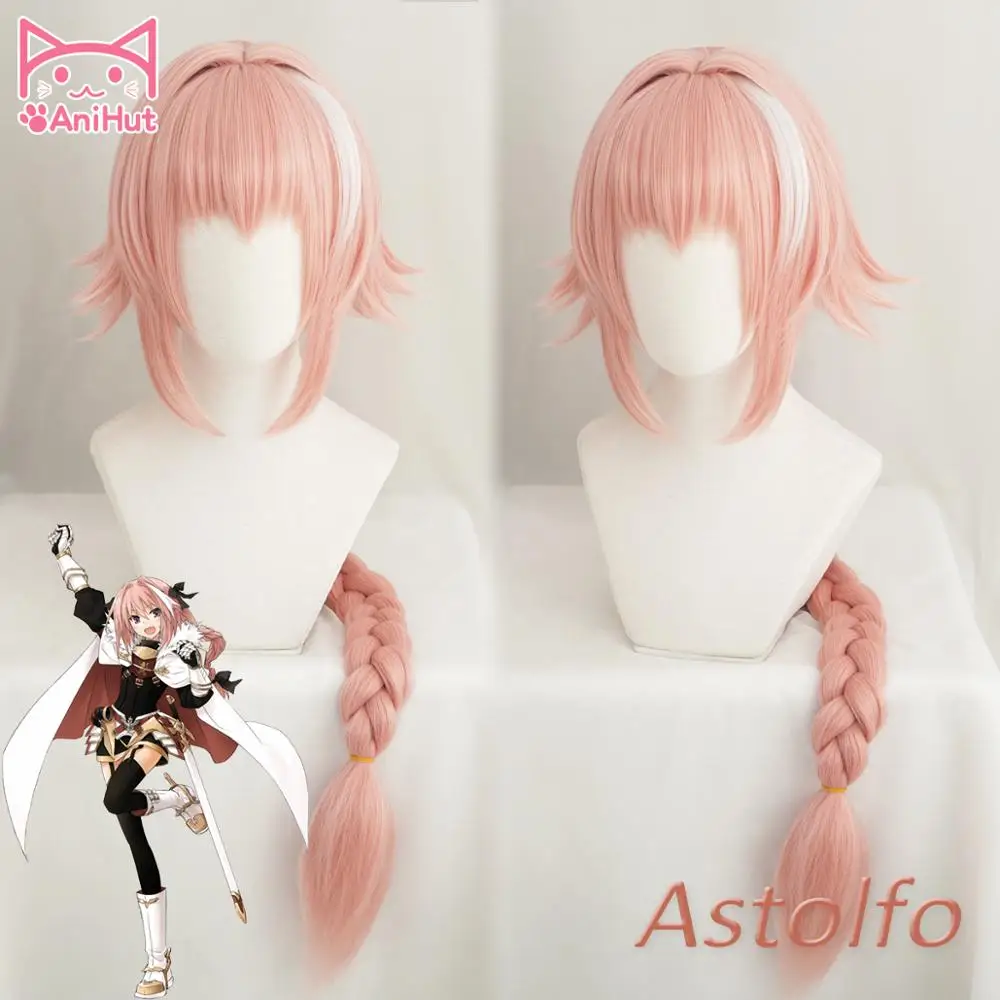 

AniHut Astolfo Wig Pink Fate Apocrypha Cosplay Wig Synthetic Heat Resistant Hair Anime Fate Apocrypha Cosplay Hair Women Wigs
