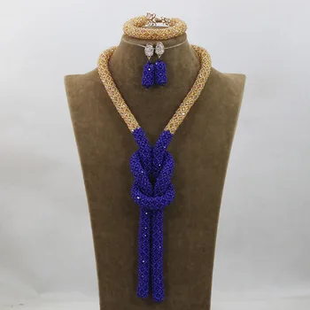 

Crystal Beads Pendant Necklace Earrings Set Wedding African Bride Gift Jewelry Set Wholesale Free Shipping QW970