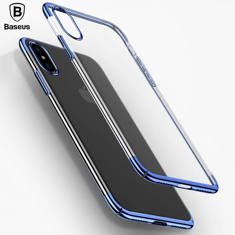 Роскошный блестящий чехол Baseus для iPhone X ультра тонкий жесткий с гальваническим