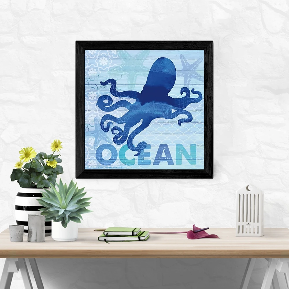 

Laeacco Abstract Sea Ocean Animal Posters and Prints Nordic Wall Art Picture Canvas Painting for Living Room Home Decor No Frame
