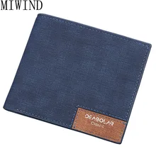 Wallet New Fashion Men Wallets Brand Canvas Leather Wallet Men Card Holder Short Casual Design Wallet Purse TLR072