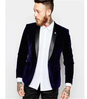 

Shawl Lapel Purple Velvet 2 Pcs(Jacket+Pants) Men Wedding Suits Groomsmen Groom Tuxedos Mens Tuxedo Wedding Prom Suits
