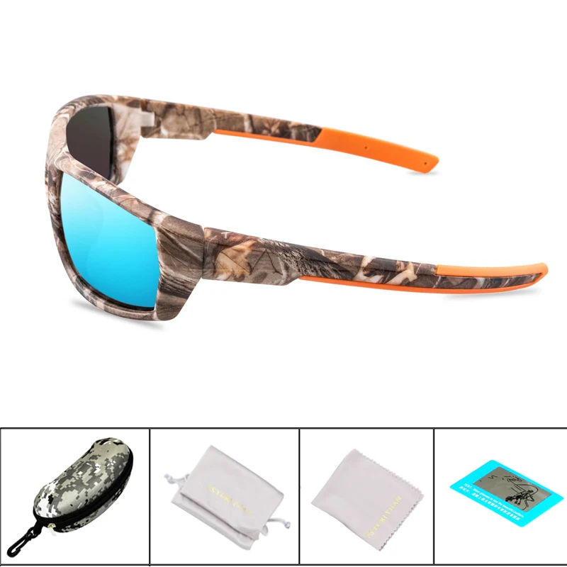 Мужские поляризованные солнцезащитные очки для рыбалки, камуфляжная оправа, уличные спортивные очки для велоспорта, мужские походные очки для рыбалки, рыбаков, UV400 - Цвет: C4
