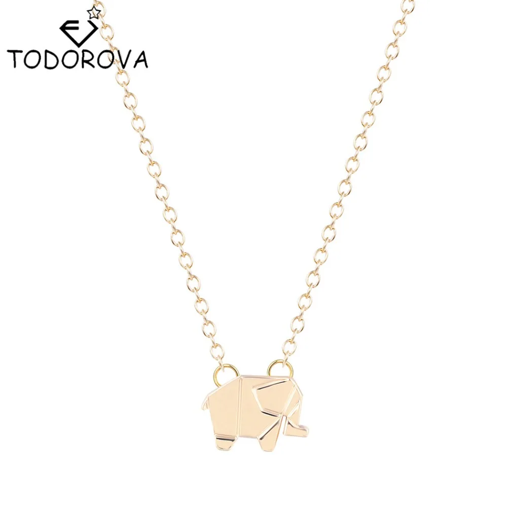 

2017 New Small Cute Origami Elephant Animal Necklaces for Women Woodland Elephant Brand Jewelry Cool Birthday Gift Handmade