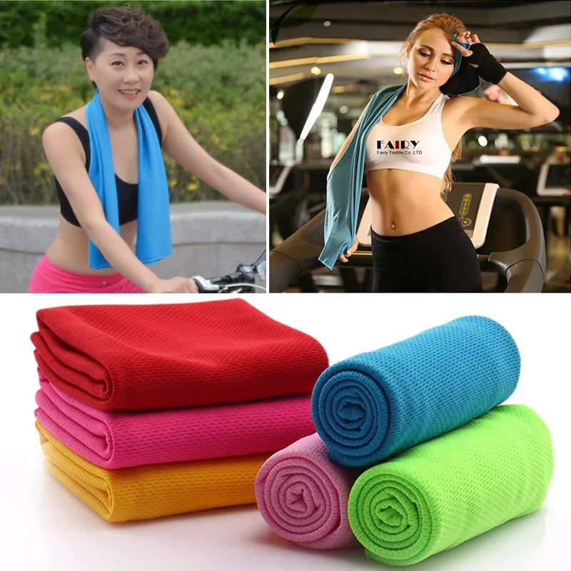 

30X80Cm Outdoor Sports/Gym Quick Dry Bamboo Fiber Mini Towel Summer Reusable Cooling Face Towel For Heat Relief Solid Color
