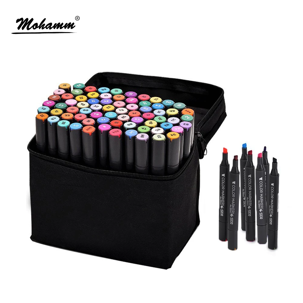 

STA 30/40/60/80/128 Colors Alcohol Oil-Based Art Markers Dual Tips Design for Animation Comic Fashion Interior Design