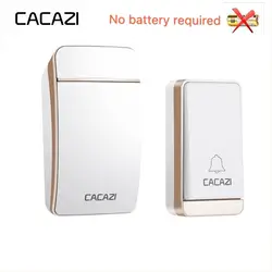 CACAZI домашний водостойкий беспроводной дверной звонок с автономным питанием светодиодный свет без кнопка батареи беспроводное кольцо