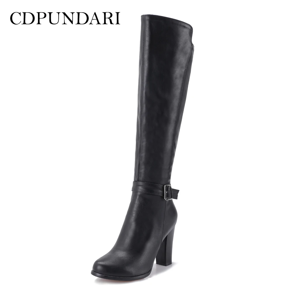 round toe knee high boots