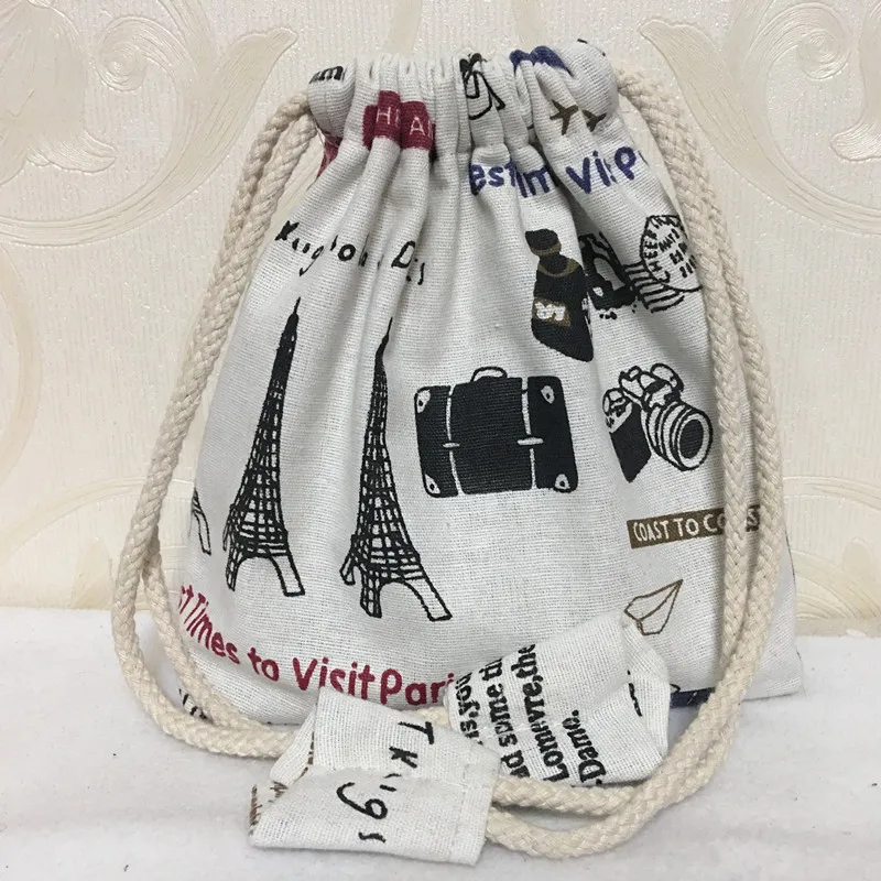Yile белье хлопок drawstring телефона мешок многоцелевой органайзер Bag Париж башня путешествия жизнь 8308b