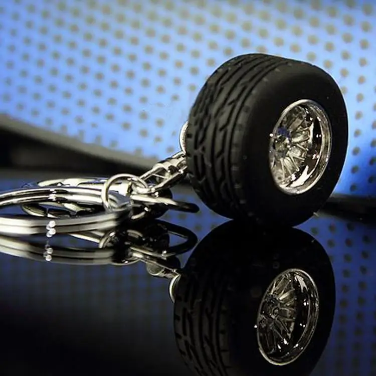 1 pcs Rubber Metal Keychain Wheel Tyre Tire Key Chain Ring Keyring Keyfob Car Styling Accessories