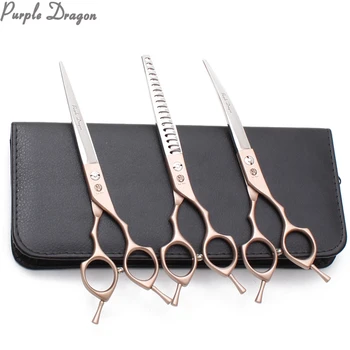 

Suit 6.5" 7.0" 440C Dog Grooming Scissors Set Straight Scissors Thinning Shears Dog Curved Shears Pet Scissors Finger Rest Z3009