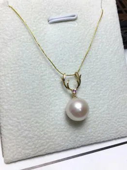 

shilovem 18k yellow gold Natural freshwater pearls pendants fine Jewelry women trendy no necklace Christmas gift mymz9.5-10zz