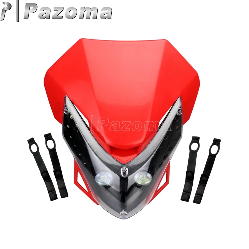 Красный светодиодный налобный фонарь Supermoto для мотокросса Honda CRM FMX CR CRF XR 250 450 650 |