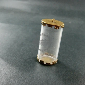 

40x20mm vintage style round glass tube dome in bronze antiqued bezel tray DIY wish vial pendant charm supplies 1810284