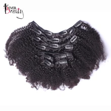4B 4C Afro Kinky Curly Clip In Human Hair Extensions Brazilian Remy Hair 100% Human Natural Hair Clip Ins Bundle Ever Beauty