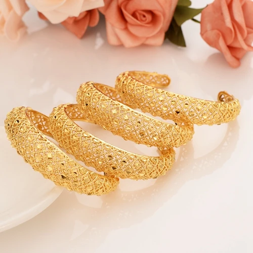 4 шт. дубайские индийские Золотые Браслеты для женщин и мужчин браслеты африканские европейские эфиопские детские ювелирные изделия для девочек свадебная манжета для невесты браслеты подарок