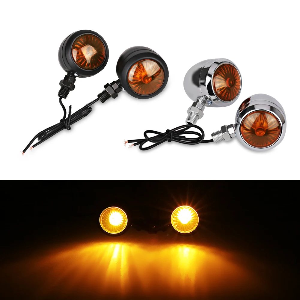 4Pcs Universal Motorbike Motorcycle Black Bullet Turn Signals