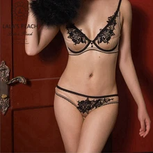 Lala’s peach lingerie Underwire Sex Bra Three Quarters 3/4 Cup Sexy Bra Set Women Push Up ABC Cup sexy female underwear hot set
