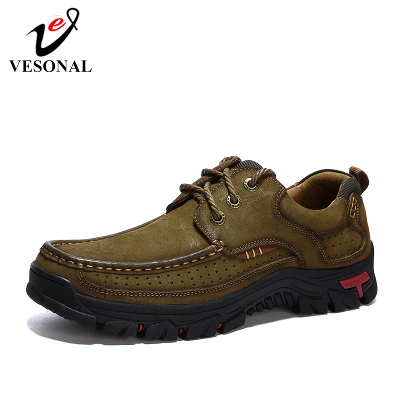 

VESONAL 2019 Autumn Sneakers Men Shoes Loafers Casual classic Genuine Leather Soft Comfortable Male outdoor Footwear