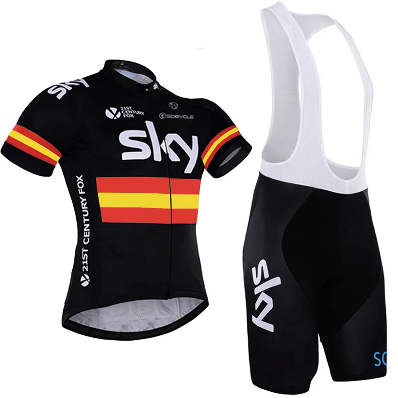 2017 espana flag strips sky Cycling jersey bib shorts gel Black font b bicycle b font