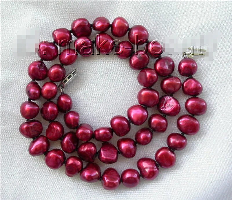 

fast stunning 8mm baroque wine red freshwater cultured pearl necklace b567