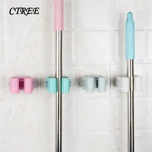 CTREE 1 шт многоцелевой кухонный стеллаж для хранения в ванной комнате Швабра зажим для швабры бесплатно перфорированный настенный подвесной бесшовный зажим для хранения C292