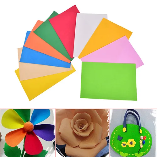 10pcs/lot Lowest Price 10 color A4 Thick Multicolor Sponge Foam Paper Fold scrapbooking Paper Craft DIY