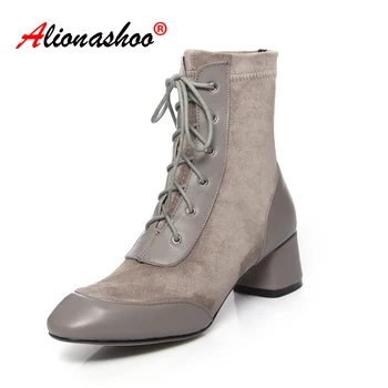

2019 Fashion Warm Winter Ankle Boots Genuine Leather High Heels Martin Boots Women Militares Riding Boots Booties Botas Mujer