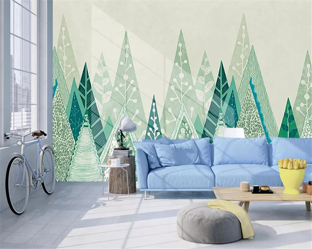 

Beibehang custom made Large 3d Wallpaper Nordic modern hand painted forest living room bedroom background wall paper home decor