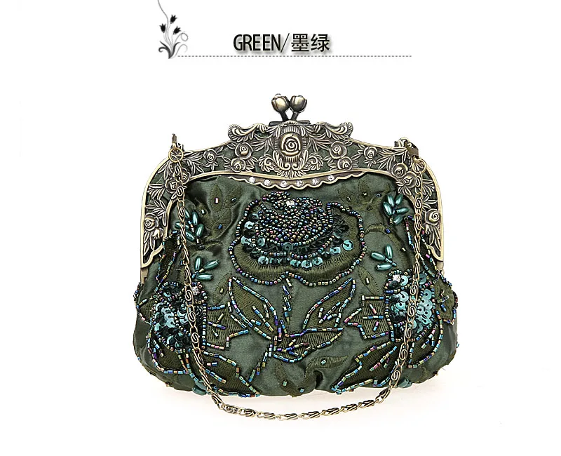 Специальное предложение, зеленая Женская Мини Сумочка для банкета, клатч, Свадебная вечерняя сумочка, расшитая бисером и блестками, сумочка для макияжа, Mujer Bolso 2583-Y - Цвет: Dark green